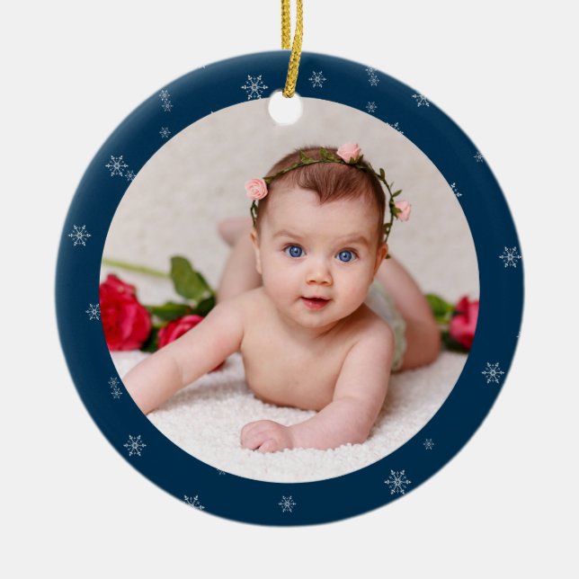 Adorno De Cerámica Personalizado de fotos de su bebé Navidades German (Frente)