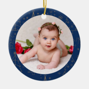 Adorno De Cerámica Personalizado de fotos de su bebé Navidades Marina