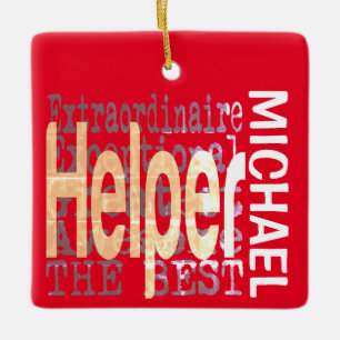 Adorno De Cerámica Personalizado de Helper Extraordinaire
