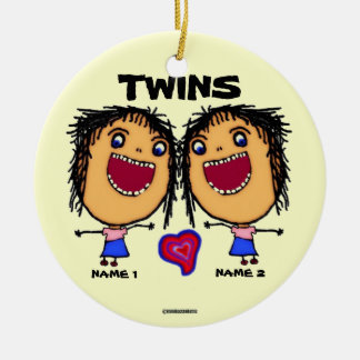 Adorno De Cerámica Personalizado de hermanas gemelas
