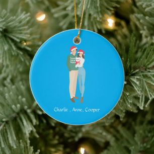 Adorno De Cerámica Personalizado de honor de navidad de parejas perso