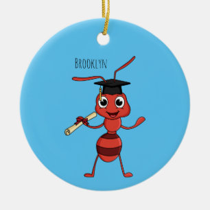 Adorno De Cerámica Personalizado de hormiga roja feliz