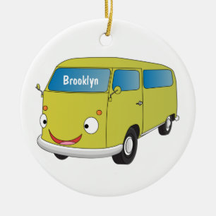 Adorno De Cerámica Personalizado de la camioneta verde lima clásica