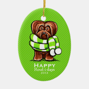 Adorno De Cerámica Personalizado de la raya del navidad de la bufanda