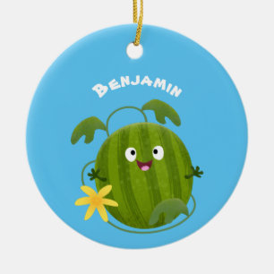 Adorno De Cerámica Personalizado de la sandía sonriente alegre