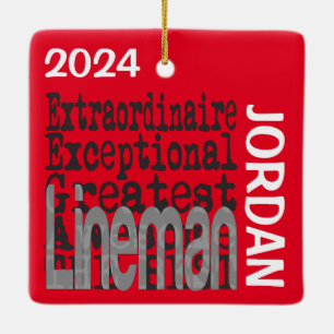 Adorno De Cerámica Personalizado de Lineman Extraordinaire