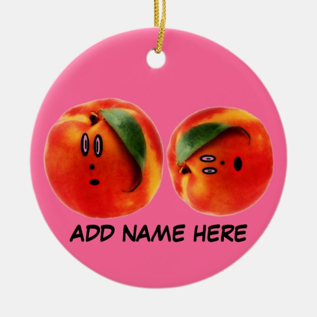 Adorno De Cerámica Personalizado de melocotones personalizado (Frente)
