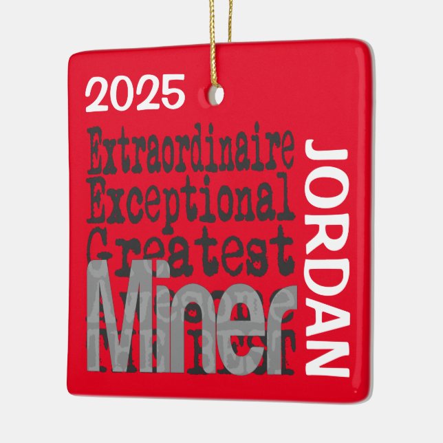 Adorno De Cerámica Personalizado de Miner Extraordinaire (Izquierda)
