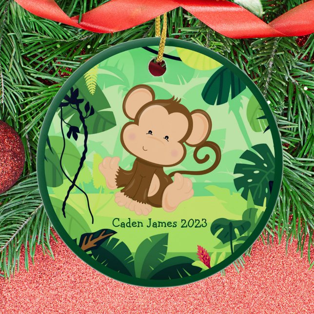 Adorno De Cerámica Personalizado de mono bebé lindo niños Navidades d (Subido por el creador)