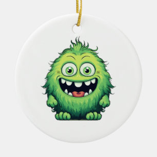 Adorno De Cerámica Personalizado de Monstruo Verde Sonriente