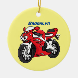 Adorno De Cerámica Personalizado de motocicleta roja