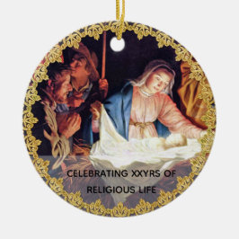 Adorno De Cerámica Personalizado de Natividad de Aniversario de la Or