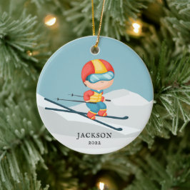 Adorno de cerámica personalizado de Navidad Niño E