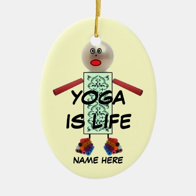 Adorno De Cerámica Personalizado de Navidades de yoga (Frente)