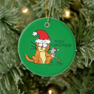 Adorno De Cerámica Personalizado de Navidades divertidos con gato Rat