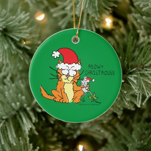 Adorno De Cerámica Personalizado de Navidades divertidos con gato Rat (Árbol)