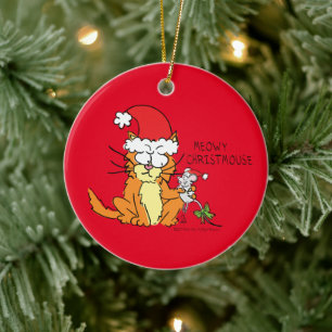 Adorno De Cerámica Personalizado de Navidades divertidos con gato Rat