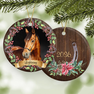 Adorno De Cerámica Personalizado de Navidades rusos foto de caballo