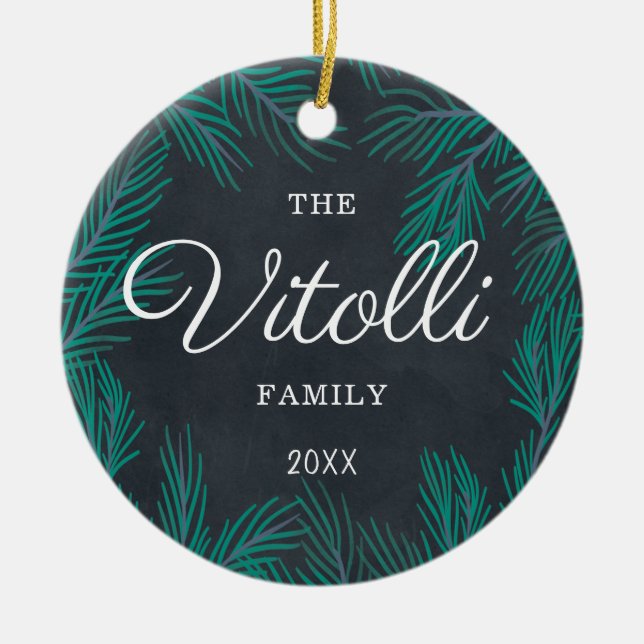 Adorno De Cerámica Personalizado de nombre familiar de granja rústica (Frente)