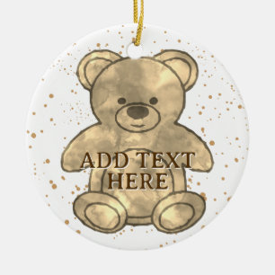 Adorno De Cerámica Personalizado de Oso de Teddy Cute Texto