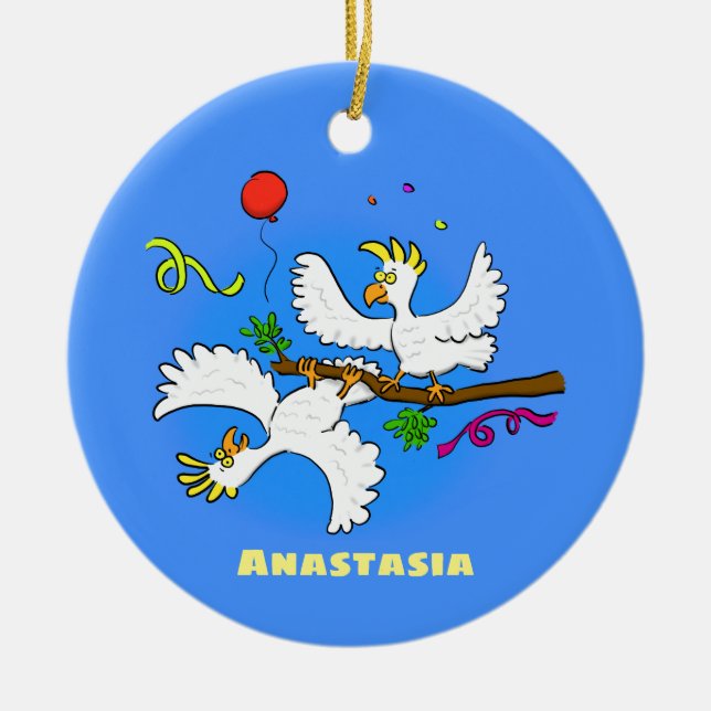 Adorno De Cerámica Personalizado de pájaros de cacatúa graciosa (Frente)