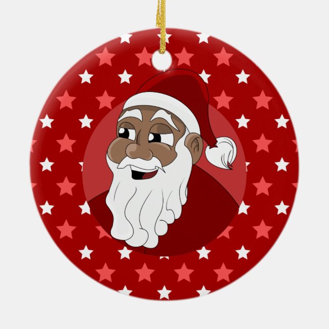 Adorno De Cerámica Personalizado de Papá Noel Negro (Atrás)