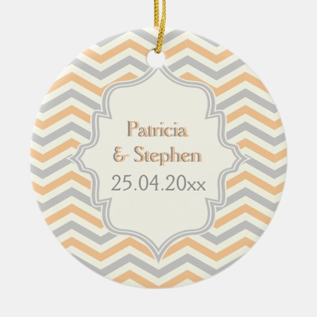 Adorno De Cerámica Personalizado de patrón de melocotón moderno, gris (Frente)