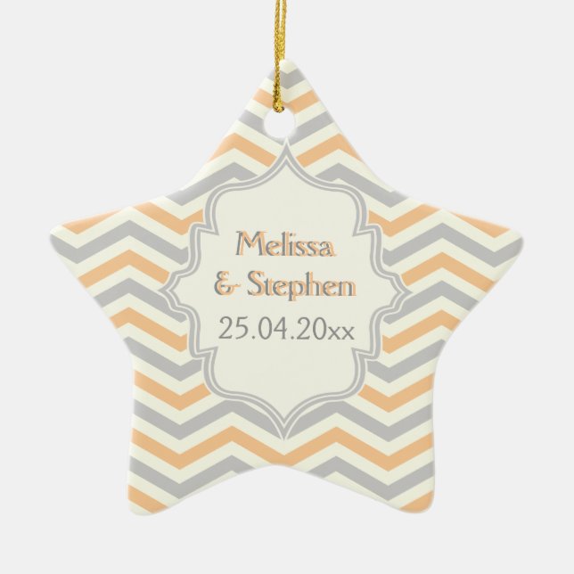 Adorno De Cerámica Personalizado de patrón de melocotón moderno, gris (Frente)