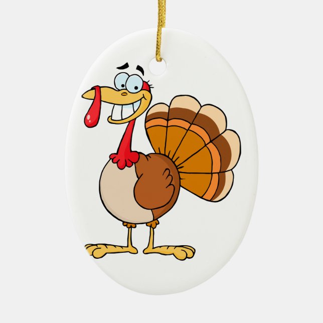Adorno De Cerámica personalizado de pavo feliz y sonriente divertido (Frente)
