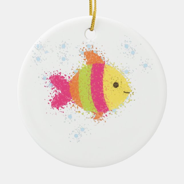 Adorno De Cerámica Personalizado de peces de cuta (Frente)