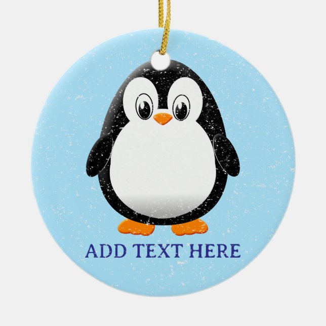 Adorno De Cerámica Personalizado de Personalizado de pingüino lindo (Frente)