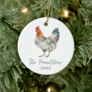 Adorno De Cerámica Personalizado de pollo minimalista Navidades de no