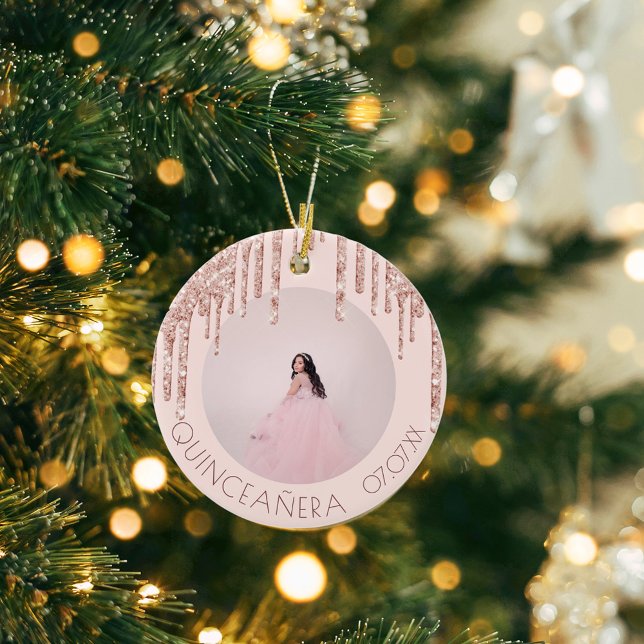 Adorno De Cerámica Personalizado de Quinceanera rosa de foto purpurin (Subido por el creador)