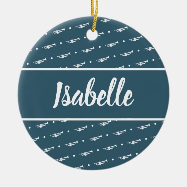 Adorno De Cerámica Personalizado de regalo de jugador de trompeta mús (Frente)