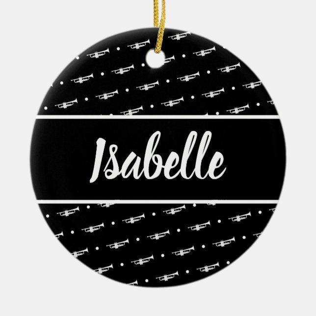 Adorno De Cerámica Personalizado de regalo de jugador de trompeta mús (Frente)