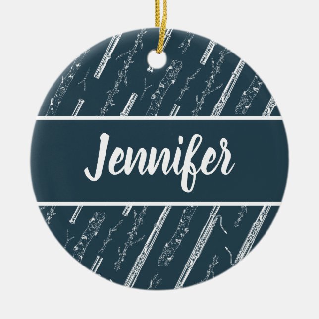 Adorno De Cerámica Personalizado de regalo de música de Bassoon Playe (Frente)