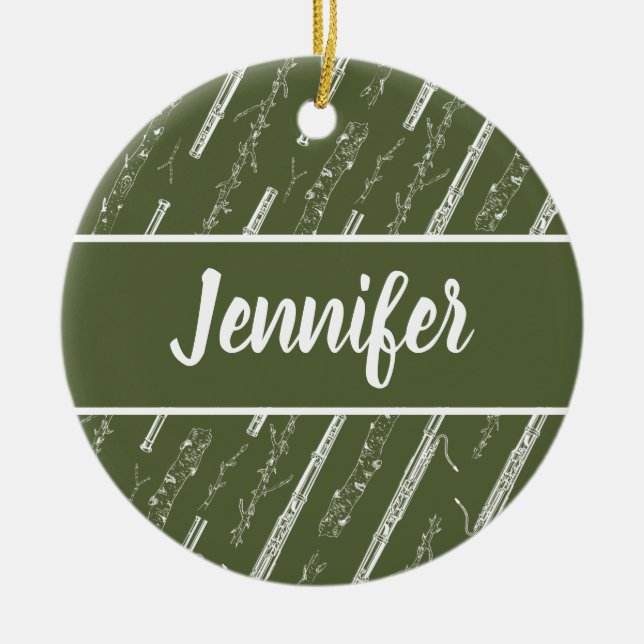 Adorno De Cerámica Personalizado de regalo de músico de Bassoon Playe (Frente)