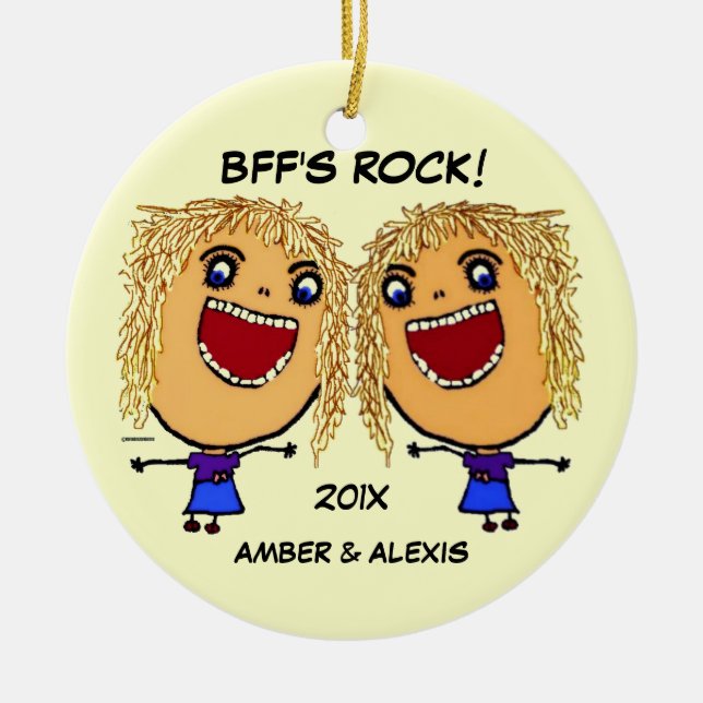 Adorno De Cerámica Personalizado de rock de BFF (Frente)