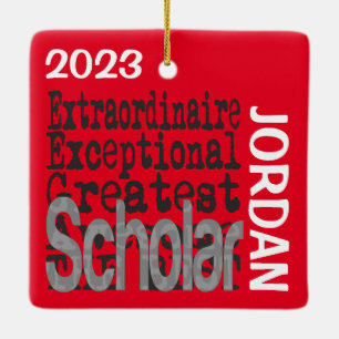 Adorno De Cerámica Personalizado de Scholar Extraordinaire