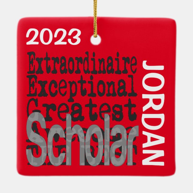 Adorno De Cerámica Personalizado de Scholar Extraordinaire (Reverso)