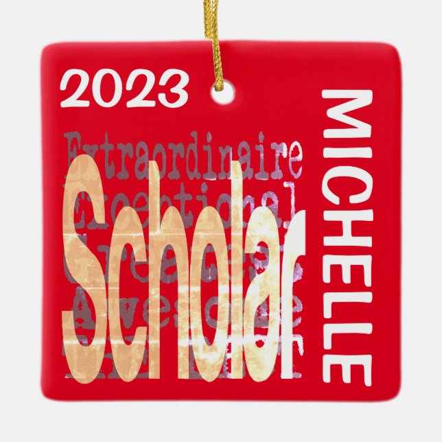 Adorno De Cerámica Personalizado de Scholar Extraordinaire (Anverso)