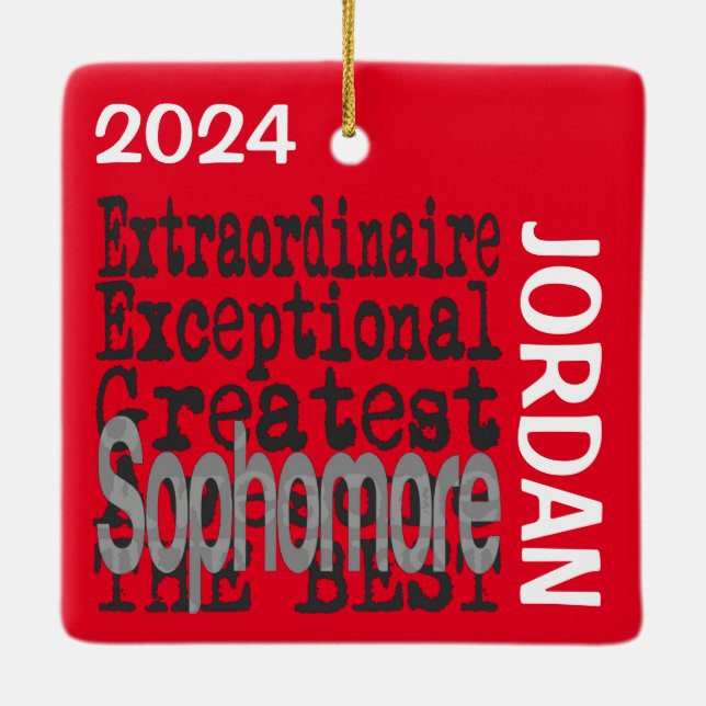 Adorno De Cerámica Personalizado de Sophomore Extraordinaire (Reverso)