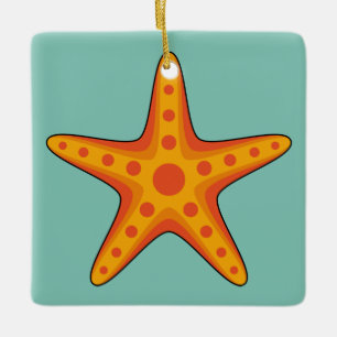 Adorno De Cerámica Personalizado de Starfish Naranja Cute