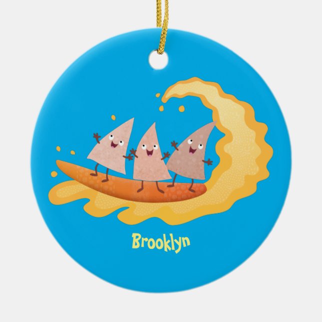 Adorno De Cerámica Personalizado de surf con chips de maíz de nachos (Frente)