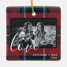 Personalizado de vacaciones de Love Plaid rojo