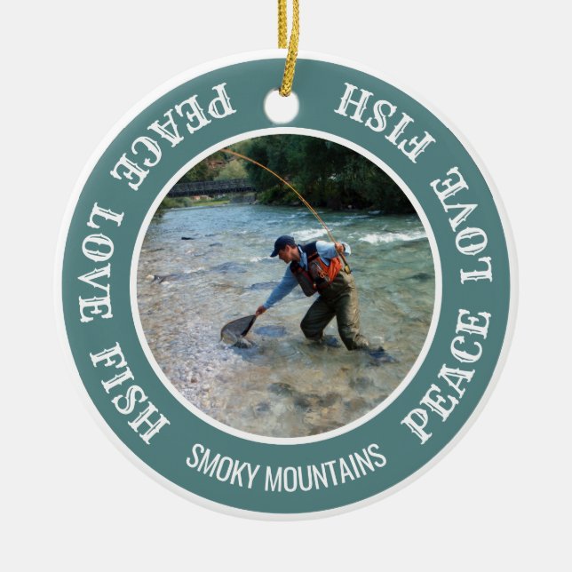 Adorno De Cerámica Personalizado de vacaciones de pesca tu foto (Frente)