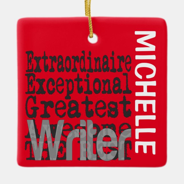 Adorno De Cerámica Personalizado de Writer Extraordinaire (Anverso)