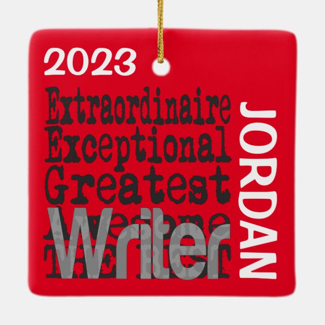 Adorno De Cerámica Personalizado de Writer Extraordinaire (Reverso)