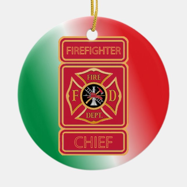 Adorno De Cerámica Personalizado del Escudo del Jefe del Incendio (Frente)