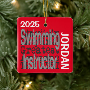 Adorno De Cerámica Personalizado del instructor de natación Extraordi